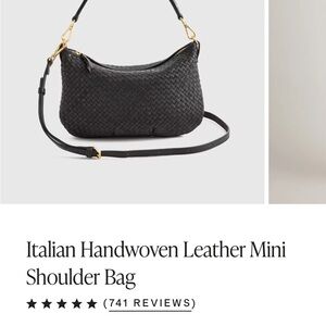 Quince Black Handwoven Leather Shoulder Bag (mini size)